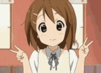a cartoon girl is giving a peace sign with both hands