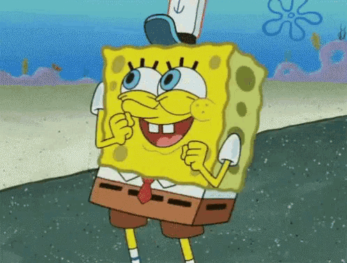 a cartoon of spongebob wearing a hat and a tie