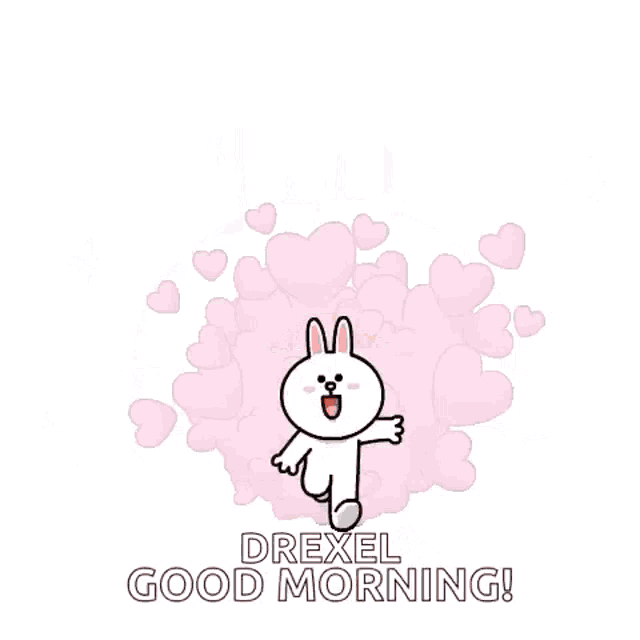 a cartoon rabbit is surrounded by hearts and kisses .