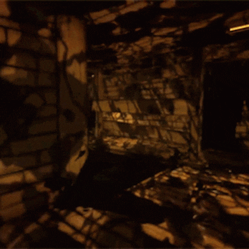 a dark room with a lot of shadows on the wall