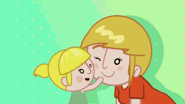 a cartoon of a boy and a girl with blonde hair