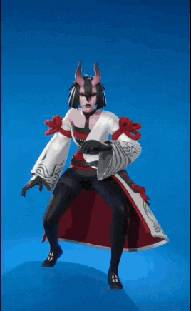 a painting of a woman with horns and a white coat on a blue background
