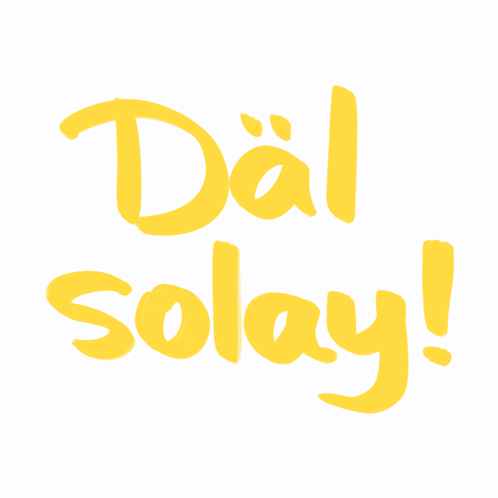 a yellow sticker that says dal solay on a white background