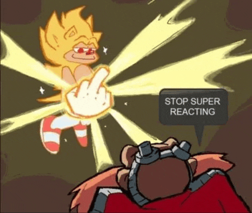a cartoon of sonic the hedgehog giving a middle finger to earwig .