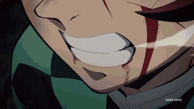 a close up of a person 's face with the words adult swim written below it