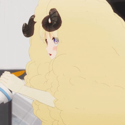 a girl with horns on her head is wearing a sheep outfit