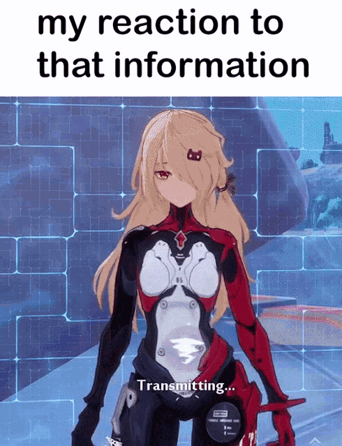 a picture of a girl with the words my reaction to that information