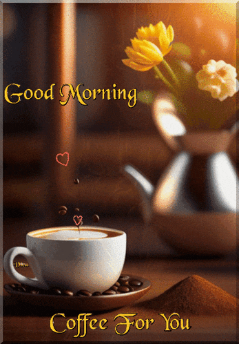 a cup of coffee with the words good morning coffee for you on it
