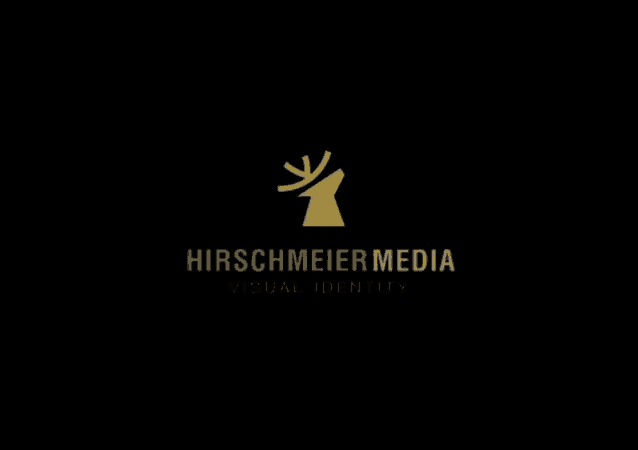 hirschmeier media visual identity logo with a deer head