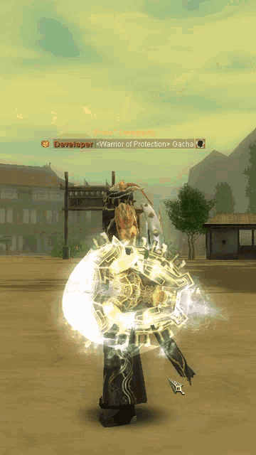 a screenshot of a video game shows a warrior of protection