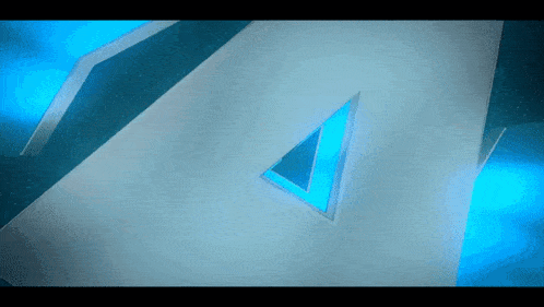 a white triangle with a blue triangle in the middle of it