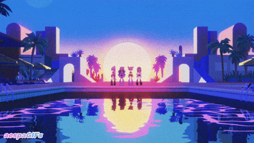an animated sunset with vespagifs written on the bottom left