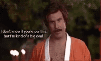 a shirtless man with a mustache says i don 't know if you know this