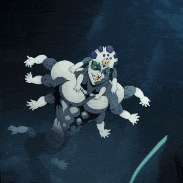 a cartoon drawing of a monster with many hands
