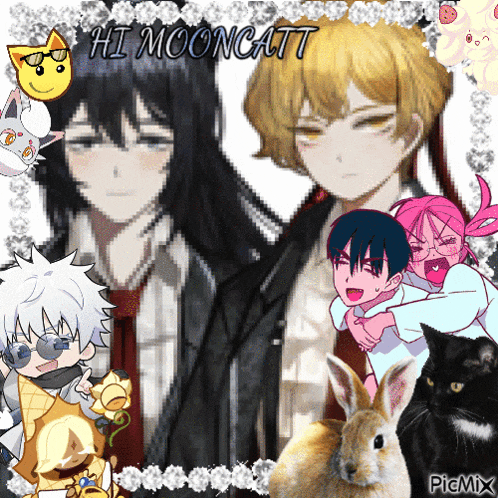 a picture of anime characters with the name hi mooncatt