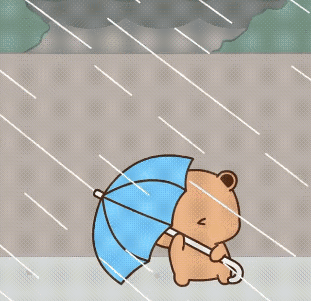 a panda bear is holding an umbrella and another bear is holding a blue umbrella