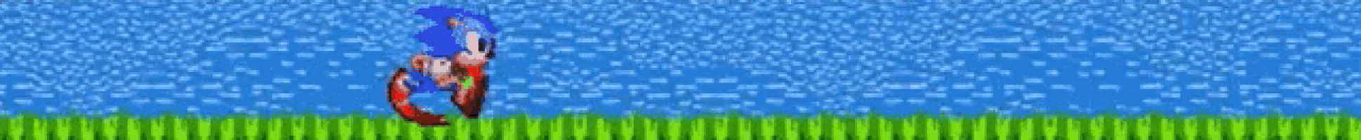 sonic the hedgehog is flying through the air in a video game with a blue background .