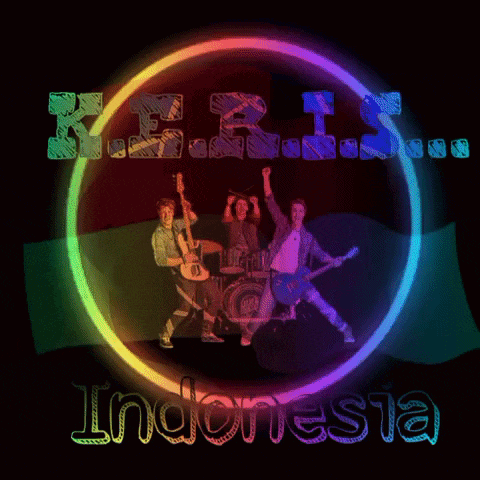 a rainbow colored circle with the word indonesia in the center