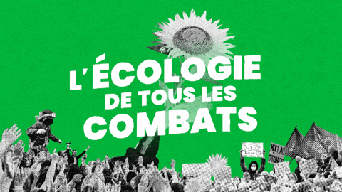 a green background with the words l' ecologie de tous les combats in white letters