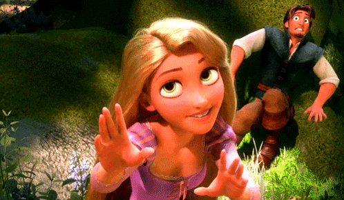a cartoon character named rapunzel is waving at the camera