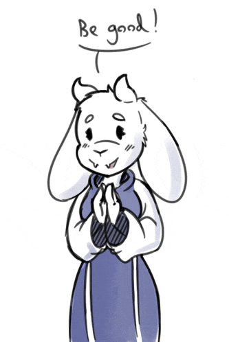 a drawing of a goat says be good