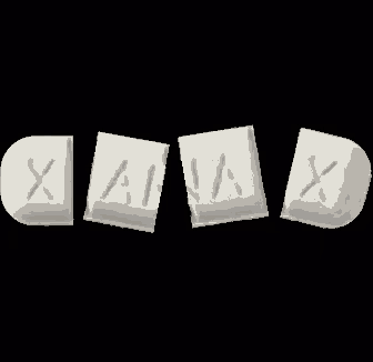 a white xanax bar with the word xanax written on it on a black background .