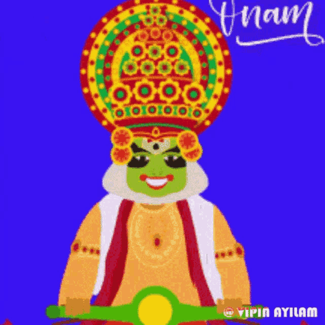 a cartoon drawing of a man with a green mask on his face and the word yipin ayilam on the bottom