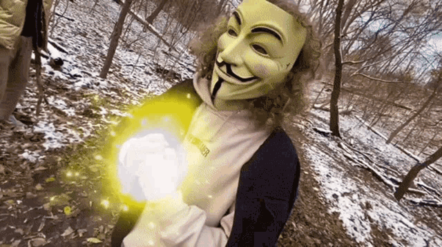 a person wearing a mask and a hoodie that says " anonymous "