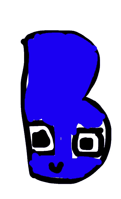 a drawing of a letter b with a blue background