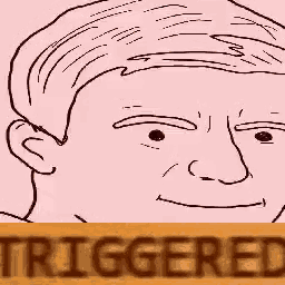 a black and white drawing of a man 's face with the word triggered in the corner .