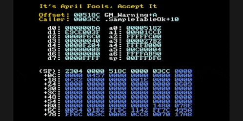 a computer screen that says it 's april fool 's accept it