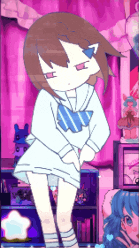 a pixel art of a girl wearing a tie
