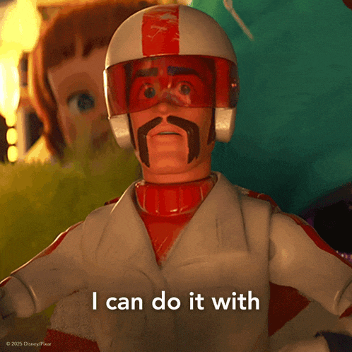 a disney pixar toy story character says i can do it with