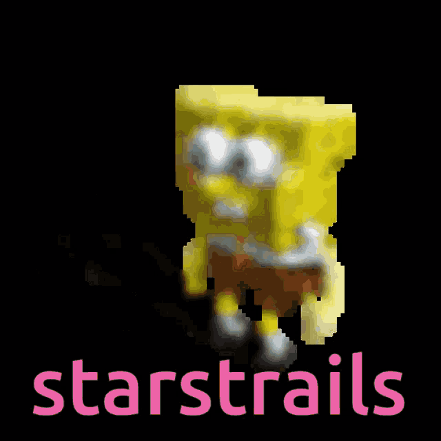 a pixel art of spongebob and the words starstrails below him