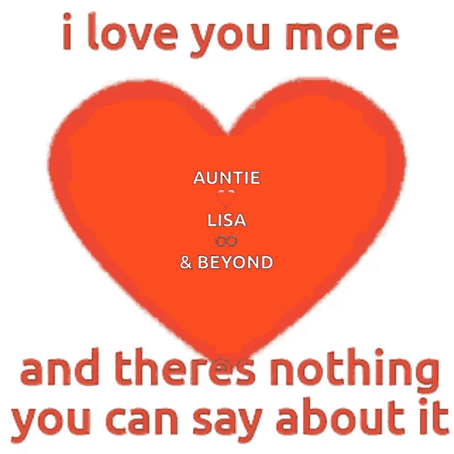a red heart with the words auntie lisa & beyond written on it