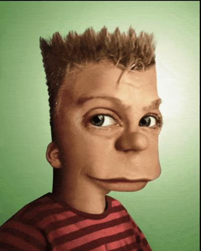 a close up of a cartoon character 's face