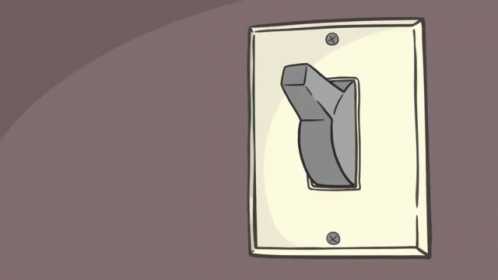 animação de uma mão apertando um interruptor para apagar a luz