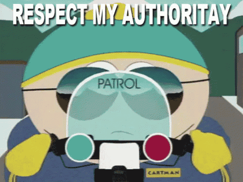 cartman from south park is wearing sunglasses and a hat that says patrol on it