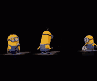 a group of minions standing next to each other on a black background