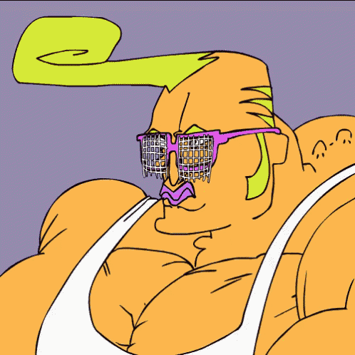 a cartoon of a man wearing sunglasses and a white tank top