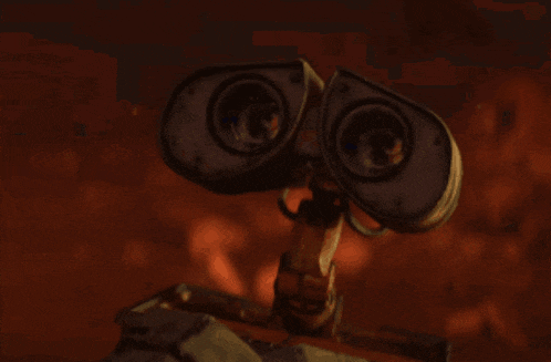 a close up of a wall e robot 's eyes
