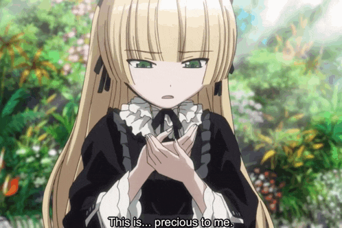 a girl in a black dress says " this is ... precious to me "