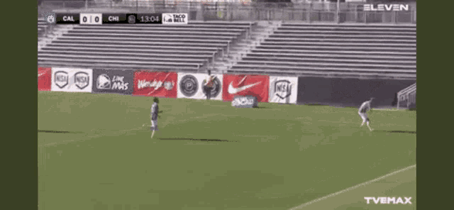 a soccer game between cal and chi is being shown on tv max