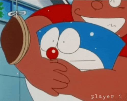 a cartoon character with a red nose is holding a purse in his hand
