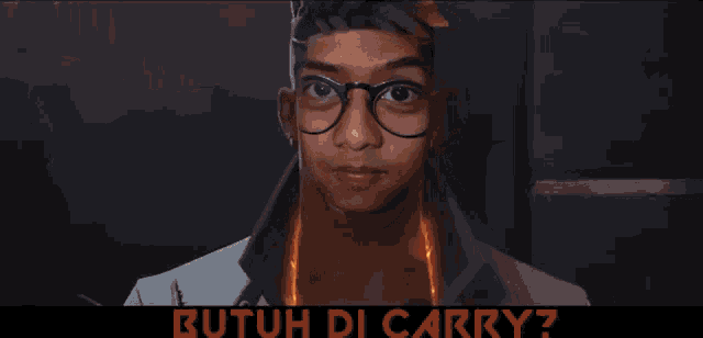 a close up of a man wearing glasses and a scarf with a fire coming out of his neck .