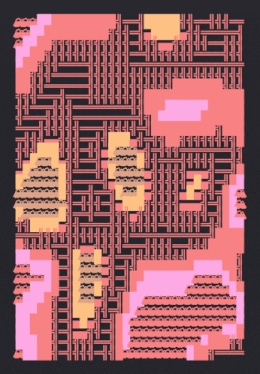 a computer generated image of a maze with the letters hh visible