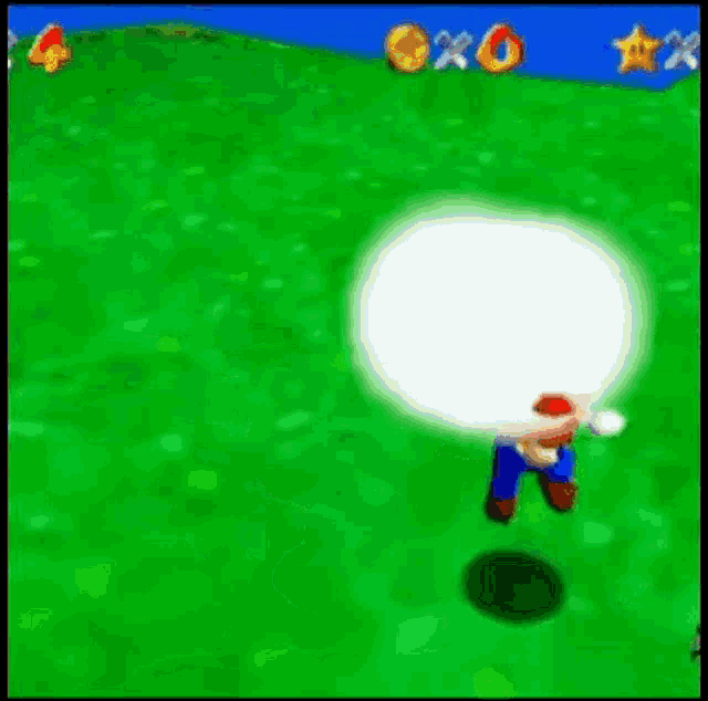 a screenshot of a video game with mario flying through the air .