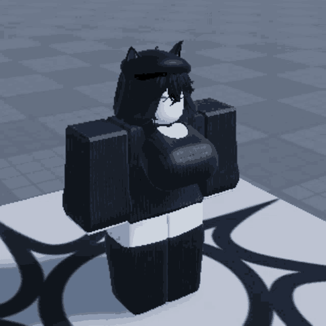 a 3d model of a girl wearing a cat hat