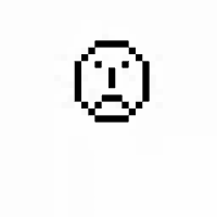 a pixel art drawing of a sad face with a tear coming out of it .