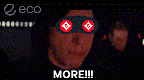 a man with a mask on his eyes is screaming with the words more below him